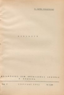 Biuletyn / Wojew&oacute;dzki Dom Tw&oacute;rczości Ludowej w Gdańsku, 1961, nr 6