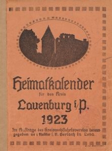 Heimatkalender f&uuml;r den Kreis Lauenburg i/P. 1923