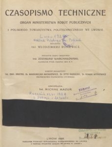 Czasopismo Techniczne: organ Ministerstwa Rob&oacute;t Publicznych i Polskiego Towarzystwa Politechnicznego we Lwowie, 1928, nr 19