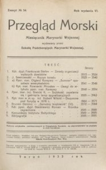 Przegląd Morski : miesięcznik Marynarki Wojennej, 1933, nr 54