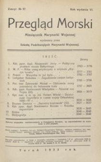 Przegląd Morski : miesięcznik Marynarki Wojennej, 1933, nr 57
