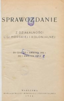 Sprawozdanie z działalności Ligi Morskiej i Kolonialnej
