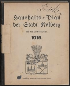 Haushalts-Plan der Stadt Kolberg f&uuml;r das Rechnungsjahr 1915