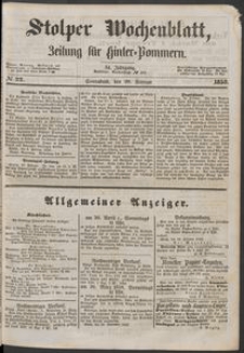 Stolper Wochenblatt. Zeitung f&uuml;r Hinterpommern № 22