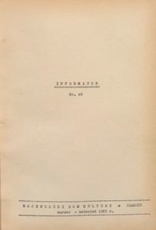 Informator / Wojew&oacute;dzki Dom Kultury w Gdańsku, 1965, nr 48