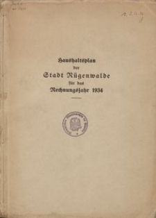 Haushaltsplan der Stadt Rügenwalde für das Rechnungsjahr 1934