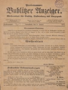 Bublitzer Anzeiger. Wochenblatt für Bublitz, Baldenburg und Umgegend
