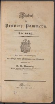 Jahrbuch der Provinz Pommern für 1840