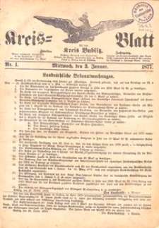 Kreisblatt f&uuml;r den Kreis Bublitz 1877