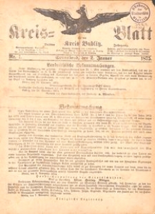 Kreisblatt f&uuml;r den Kreis Bublitz 1875