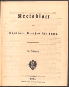 Kreisblatt des C&ouml;sliner Kreises 1884
