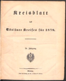 Kreisblatt des Cösliner Kreises 1878