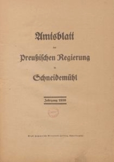 Amtsblatt der Preu&beta;ischen Regierung in Schneidem&uuml;hl 1939