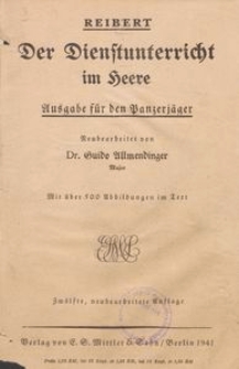 Der Dienstunterricht im Heere : Ausgabe f&uuml;r den Panzerj&auml;ger