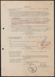 Pismo ministra spraw Rzeszy do prezydentów rejencji w Prusach z 21.07.1939 r.