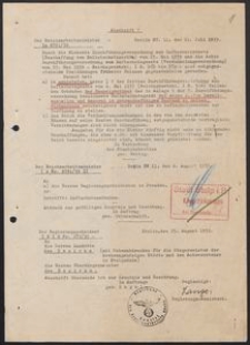 Pismo ministra spraw Rzeszy do prezydent&oacute;w rejencji w Prusach z 21.07.1939 r.