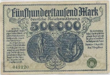 Banknot zastępczy o nominale 500 000, 00 marek
