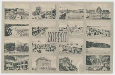 Pocztówka czarno-biała 16-obrazkowa «ZOPPOT»