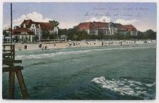 Pocztówka kolorowa «Ostseebad Zoppot – Strand mit Kasino»
