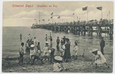 Poczt&oacute;wka Ostseebad Zoppot-Strandleben am Steg