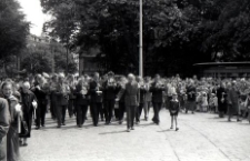 The orchestra marches in the Corpus Christi procession