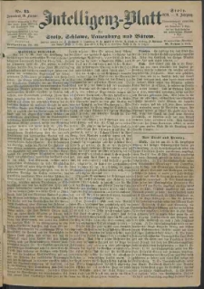 Intelligenz-Blatt f&uuml;r Stolp, Schlawe, Lauenburg und B&uuml;tow Nr. 15.