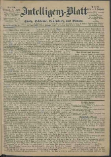 Intelligenz-Blatt f&uuml;r Stolp, Schlawe, Lauenburg und B&uuml;tow Nr. 28.