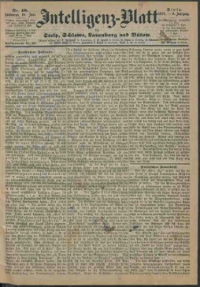 Intelligenz-Blatt f&uuml;r Stolp, Schlawe, Lauenburg und B&uuml;tow Nr. 49.