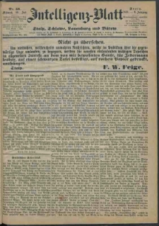 Intelligenz-Blatt f&uuml;r Stolp, Schlawe, Lauenburg und B&uuml;tow Nr. 58.