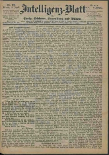 Intelligenz-Blatt f&uuml;r Stolp, Schlawe, Lauenburg und B&uuml;tow Nr. 62.