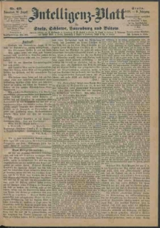 Intelligenz-Blatt f&uuml;r Stolp, Schlawe, Lauenburg und B&uuml;tow Nr. 69.