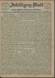 Intelligenz-Blatt f&uuml;r Stolp, Schlawe, Lauenburg und B&uuml;tow Nr. 70.