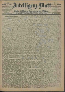 Intelligenz-Blatt f&uuml;r Stolp, Schlawe, Lauenburg und B&uuml;tow Nr. 72.