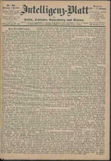 Intelligenz-Blatt f&uuml;r Stolp, Schlawe, Lauenburg und B&uuml;tow Nr. 98.