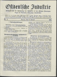 Ostdeutsche Industrie : Organ des Verbandes Ostdeutscher Industrieller / [Red. W. John]. Nr. 4.