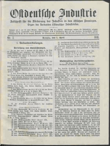 Ostdeutsche Industrie : Organ des Verbandes Ostdeutscher Industrieller / [Red. W. John]. Nr. 7.