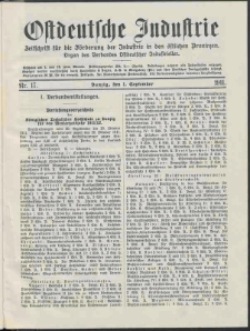 Ostdeutsche Industrie : Organ des Verbandes Ostdeutscher Industrieller / [Red. W. John]. Nr. 17.