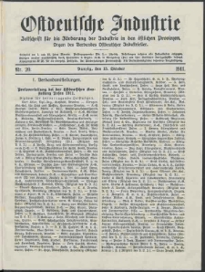 Ostdeutsche Industrie : Organ des Verbandes Ostdeutscher Industrieller / [Red. W. John]. Nr. 20.