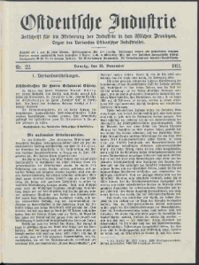 Ostdeutsche Industrie : Organ des Verbandes Ostdeutscher Industrieller / [Red. W. John]. Nr. 22.