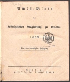 Amts-Blatt der Königlichen Regierung zu Cöslin 1839