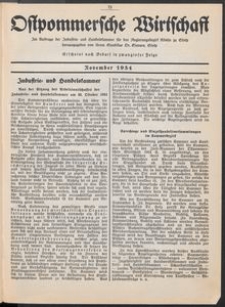 Ostpommersche Wirtschaft, November 1934, [Nummer 6]