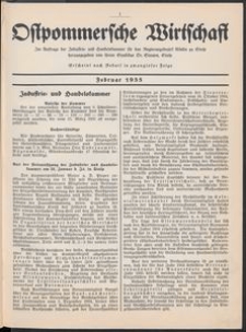 Ostpommersche Wirtschaft, Februar 1935, [Nummer 1]