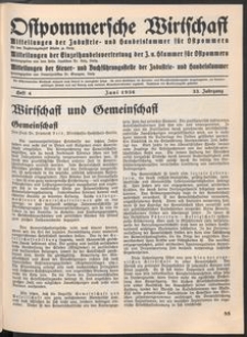 Ostpommersche Wirtschaft, Juni 1936, Heft 4