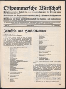 Ostpommersche Wirtschaft, Mai 1937, Heft 3