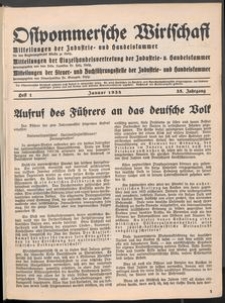 Ostpommersche Wirtschaft, Januar 1938, Heft 1