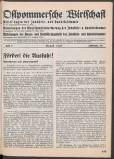 Ostpommersche Wirtschaft, August 1938, Heft 8