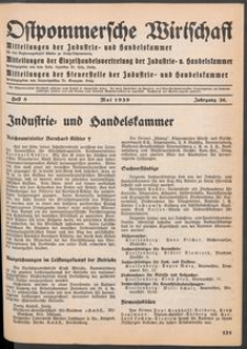 Ostpommersche Wirtschaft, Mai 1939, Heft 5