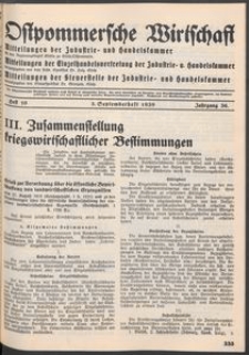 Ostpommersche Wirtschaft, September 1939, Heft 10 (3. Septemberheft)