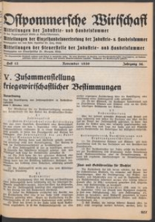 Ostpommersche Wirtschaft, November 1939, Heft 12