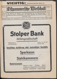 Ostpommersche Wirtschaft, Februar 1931, Nummer 1